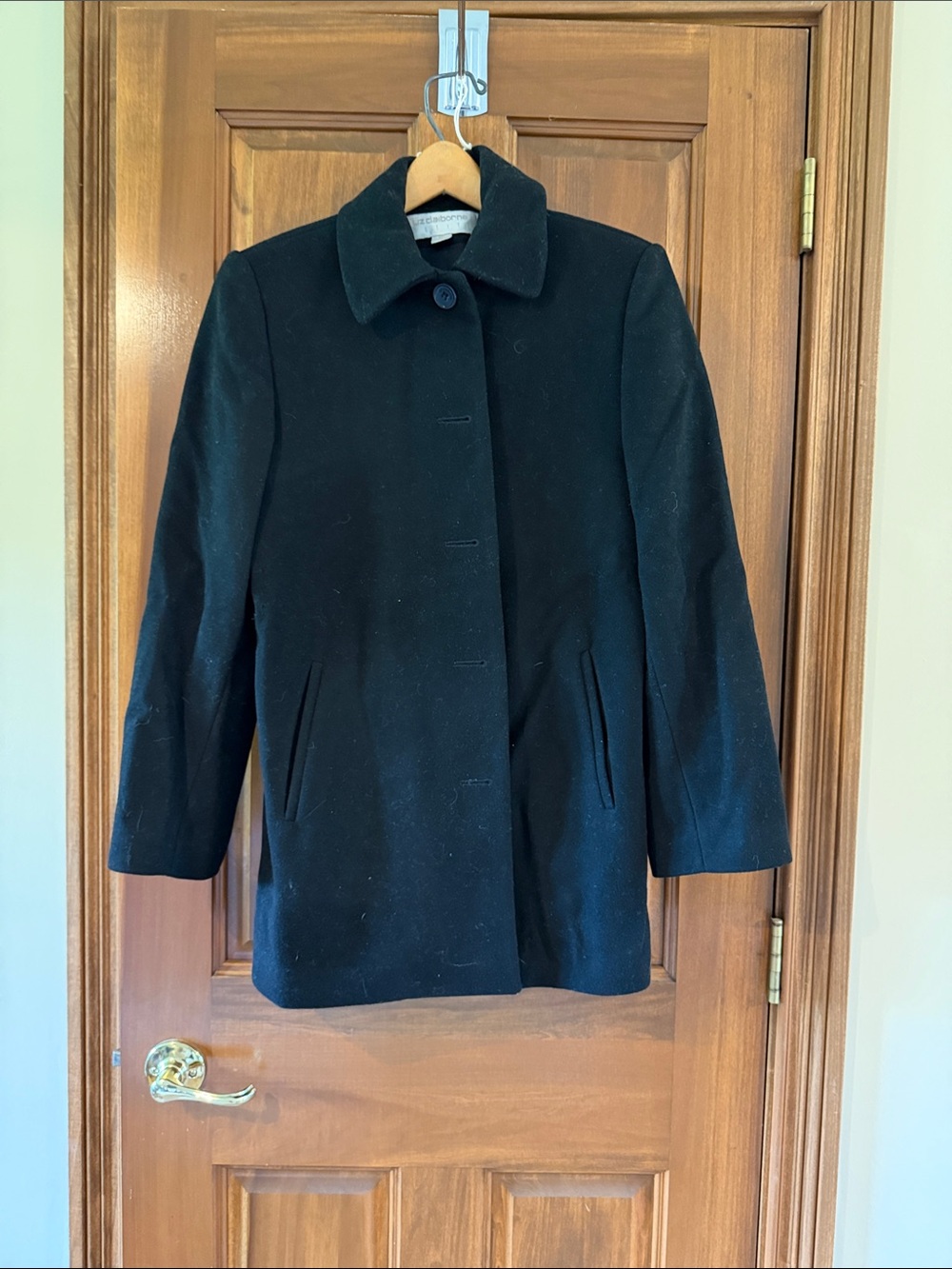 Liz Claiborne Black Wool Pea Coat
